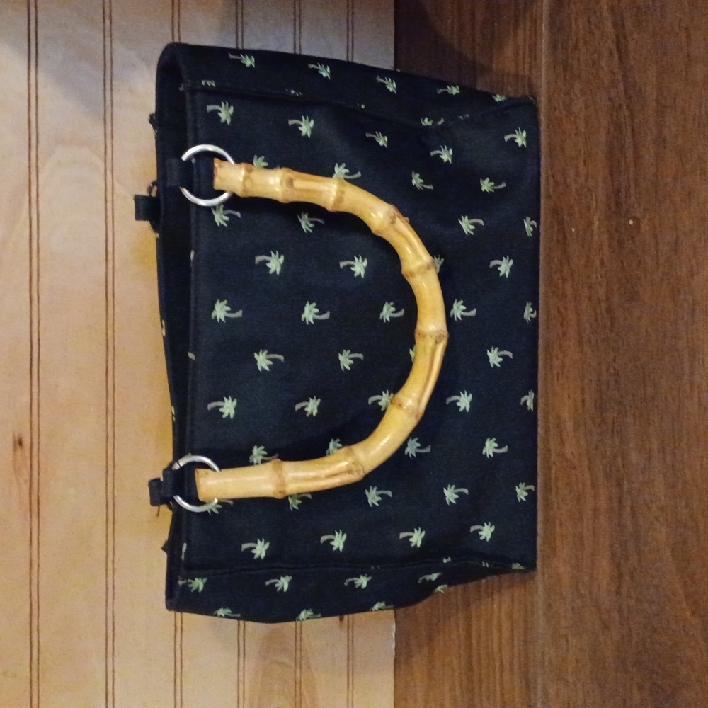 Palm Tree Bamboo Handle Summer Handbag